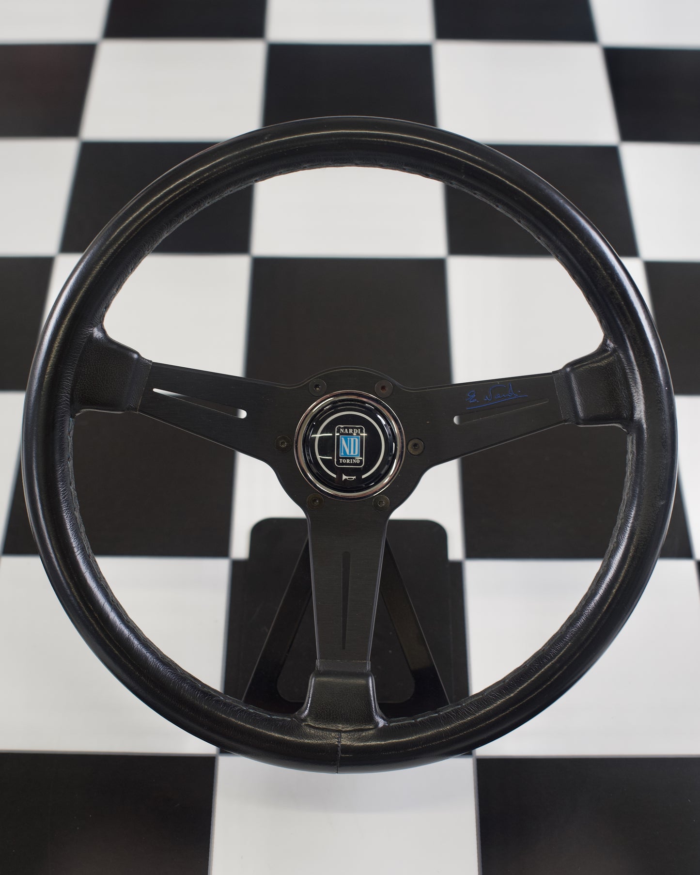 Nardi Classic 360mm with Blue Stitching and Logo