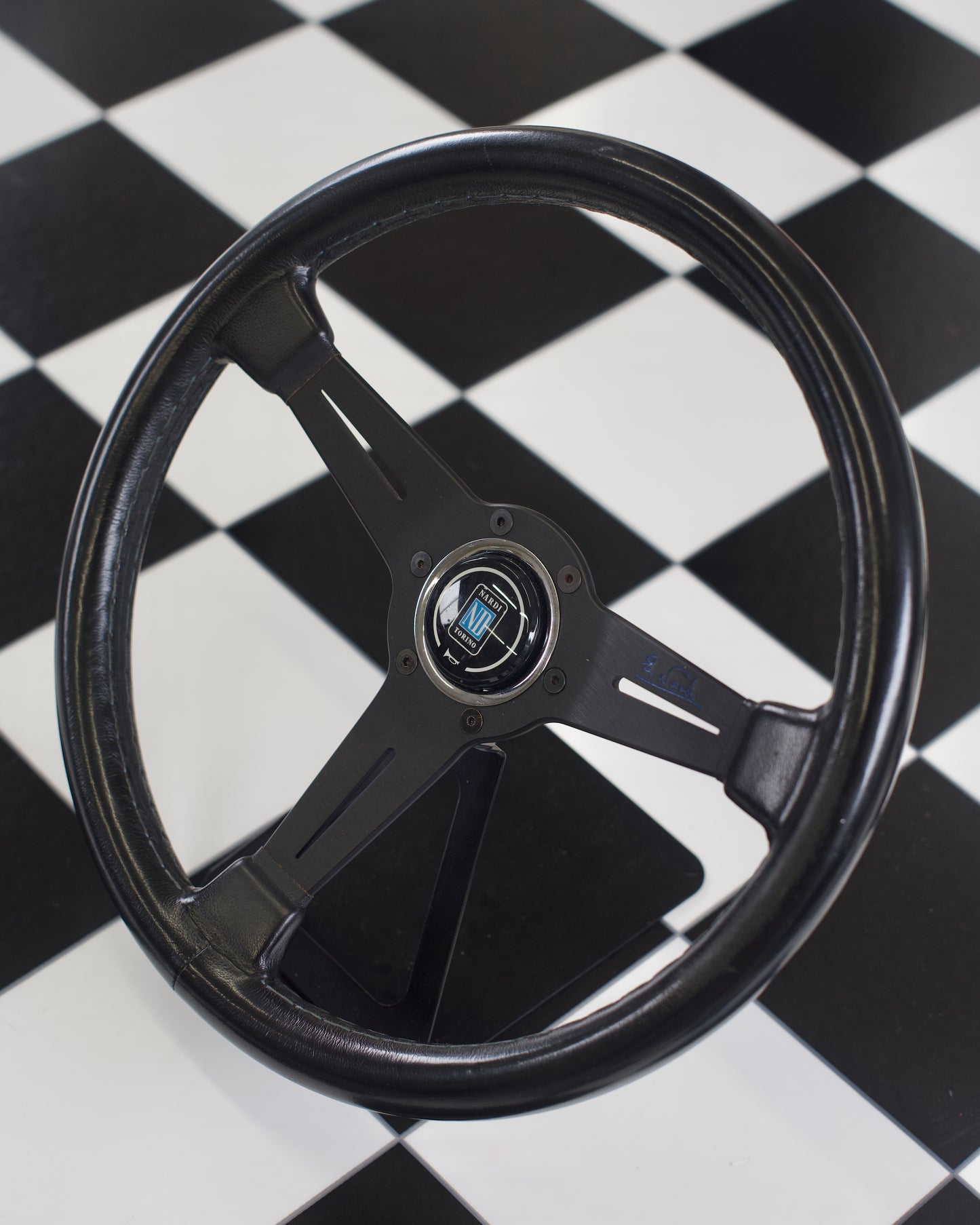 Nardi Classic 360mm with Blue Stitching and Logo